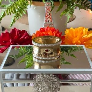 GOLD PLATED AND CRYSTAL HINGED CUFF